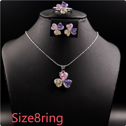 Clover Zircon Diamond Jewellery Set Women